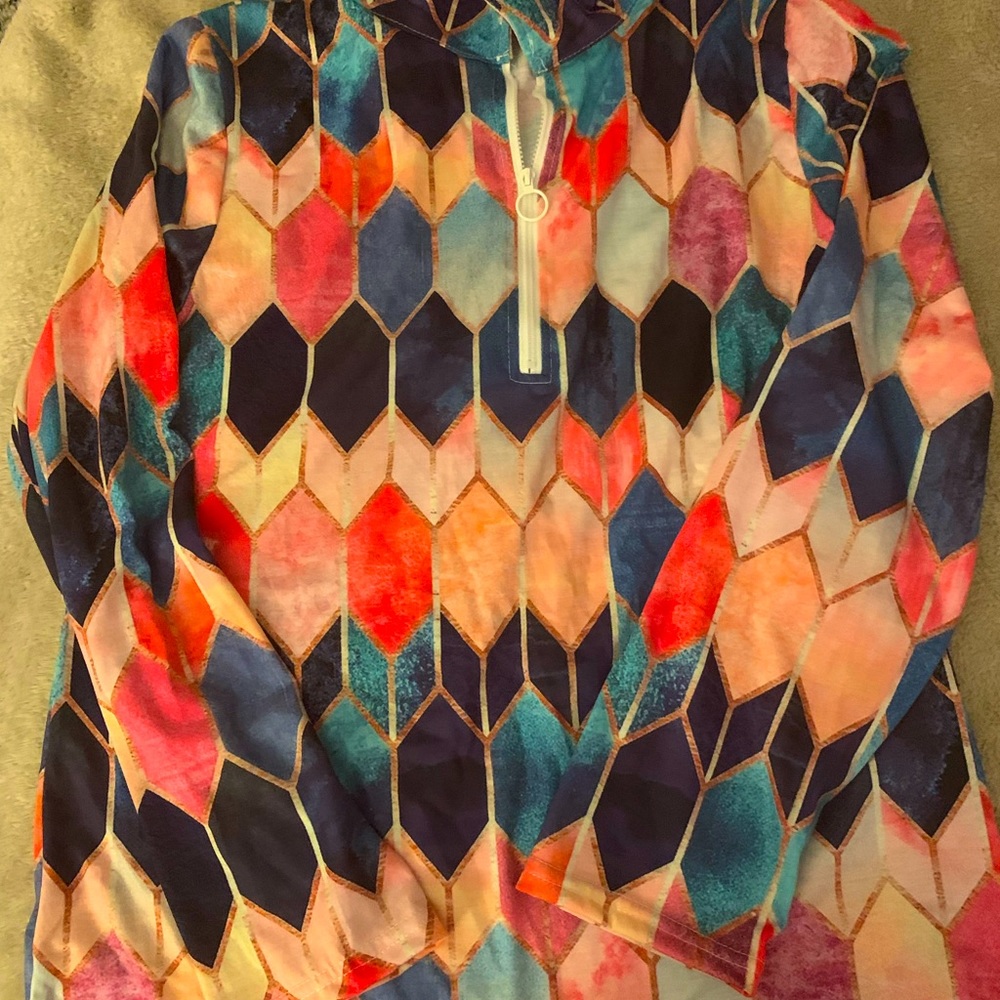Multi color quarter zip pullover, xL